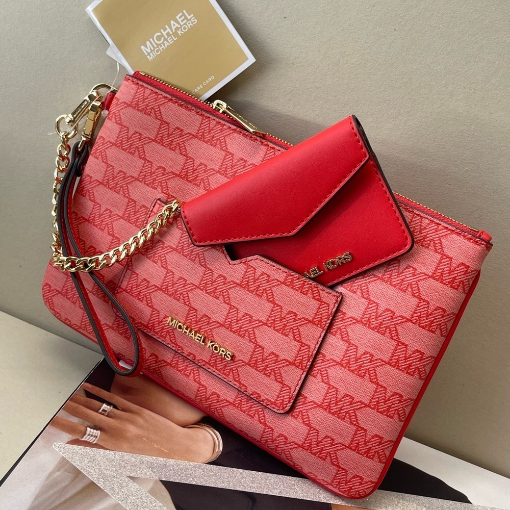 (new+tag) Michael Kors jet set large wristlet clutch plus detachable card case